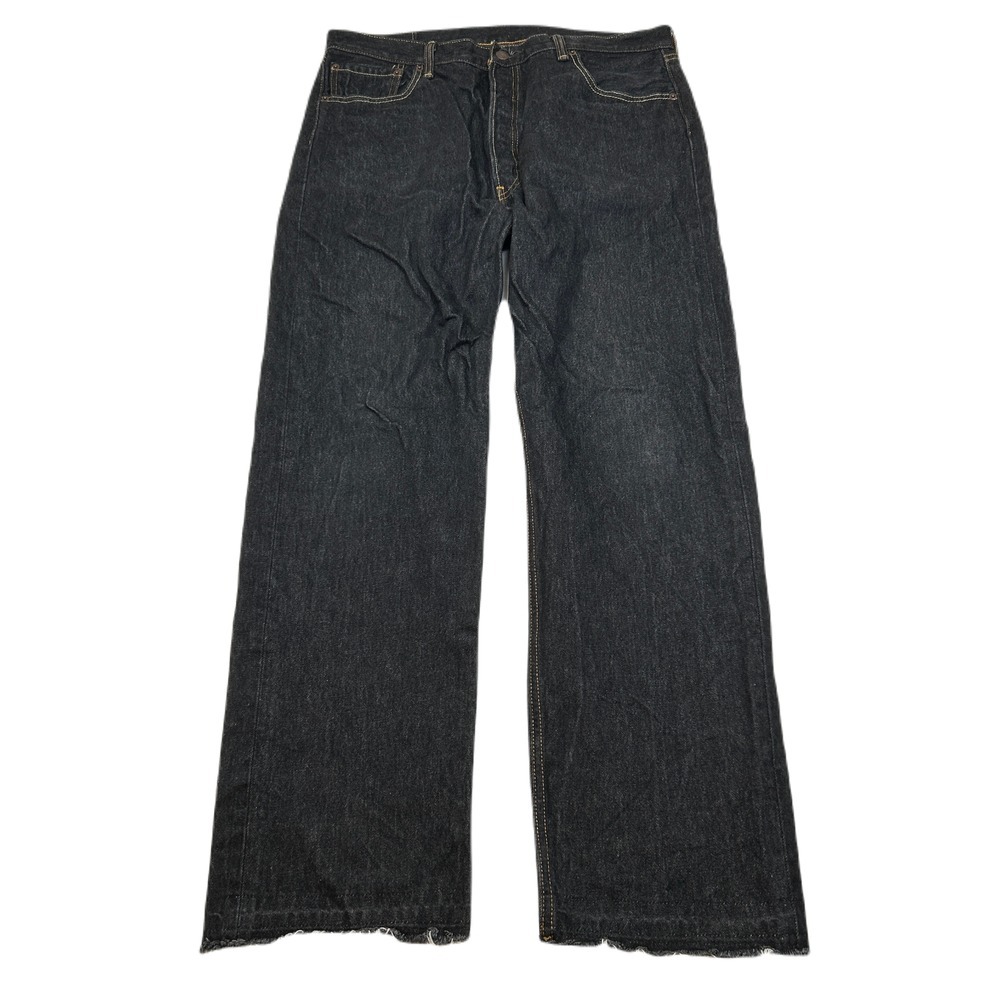 Levis 501 Black Jeans Mens 34x33 (Tag 38x34) Denim Straight Leg Frayed‎ Hem